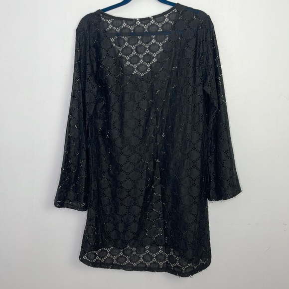 La Vie en Rose Aqua Black Eyelet Lace Dress or Coverup - Picture 6 of 8